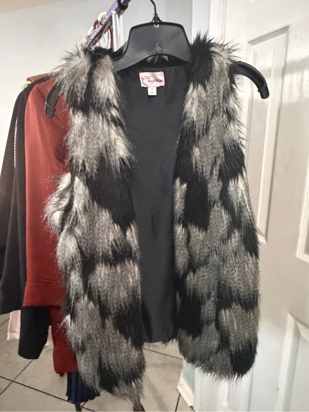 Love Culture Black and Gray Faux Fur Vest - Women